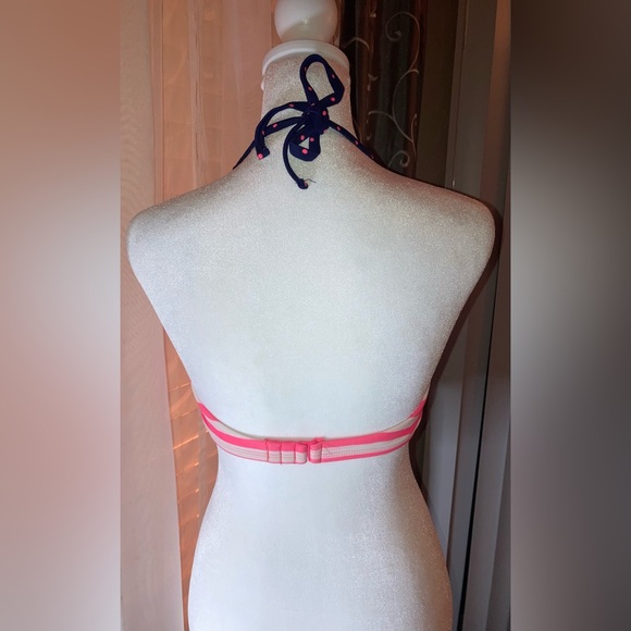 Xhiliration Pink Stripped with removable Polkadot Spaghetti Strap Bikini Top M - Picture 5 of 11